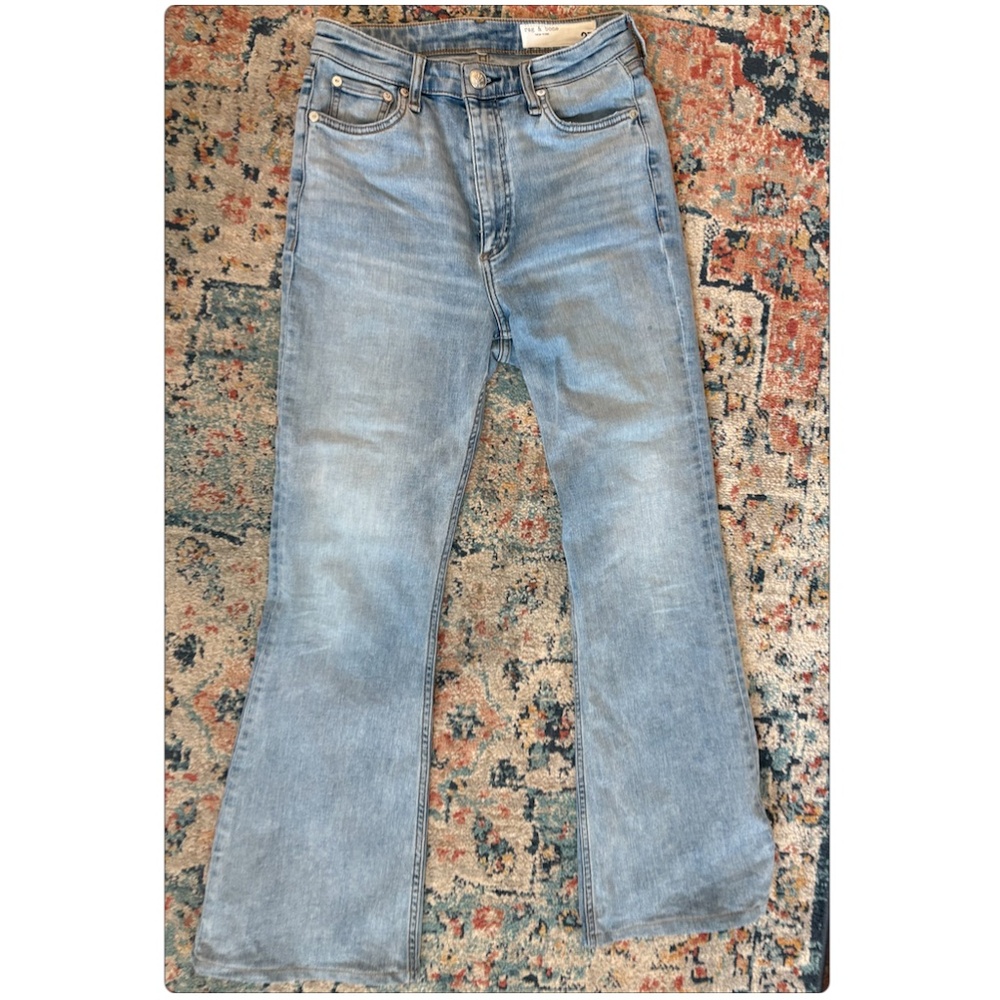 Rag & Bone Light Wash Flare Jeans Women’s Size 27 Premium Denim - Picture 2 of 3